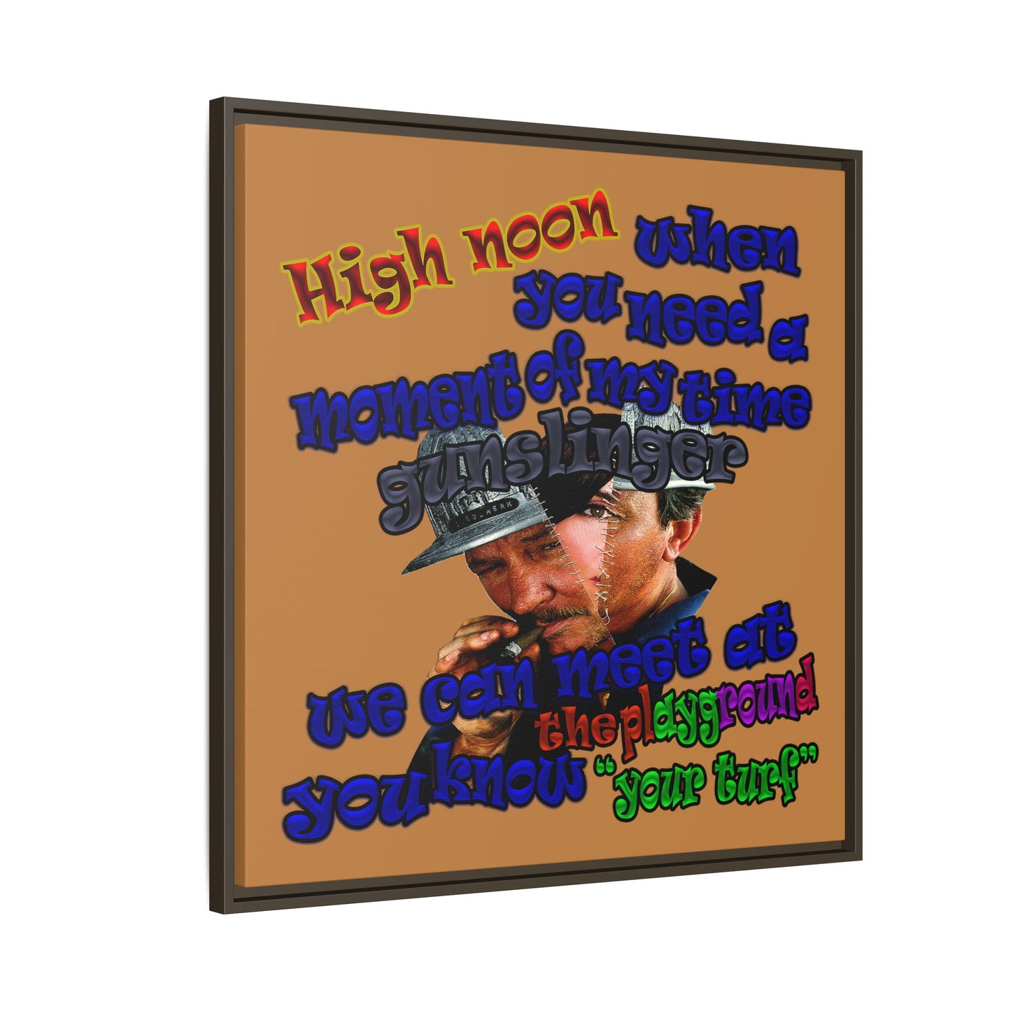 high noon - framed canvas art (light brown)