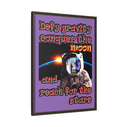 defy conquer reach - framed canvas art (light purple)