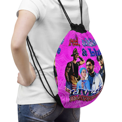 rw&b lives matter - Drawstring Bag (pink swirl)