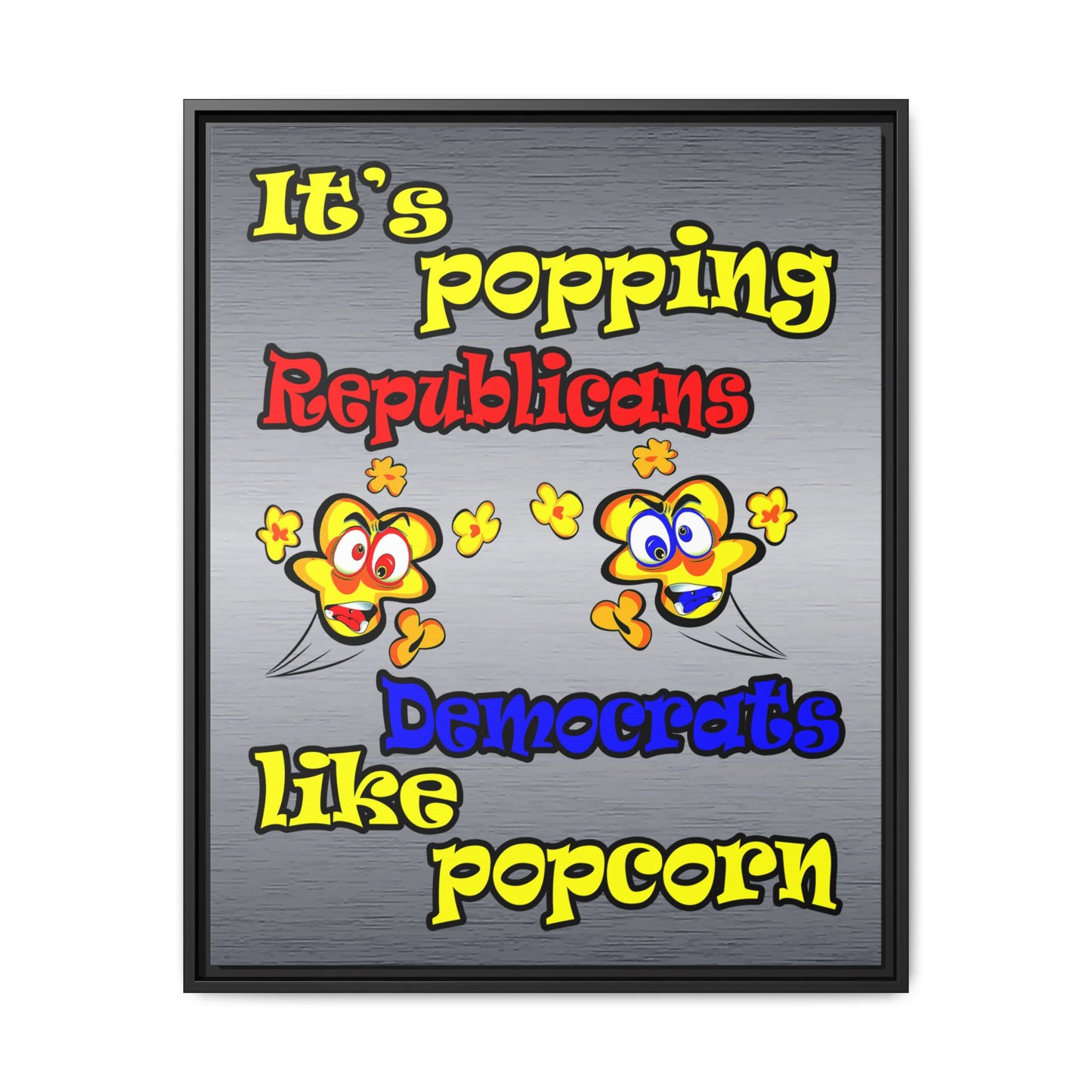 popping like popcorn - framed canvas art (brushed nickel)