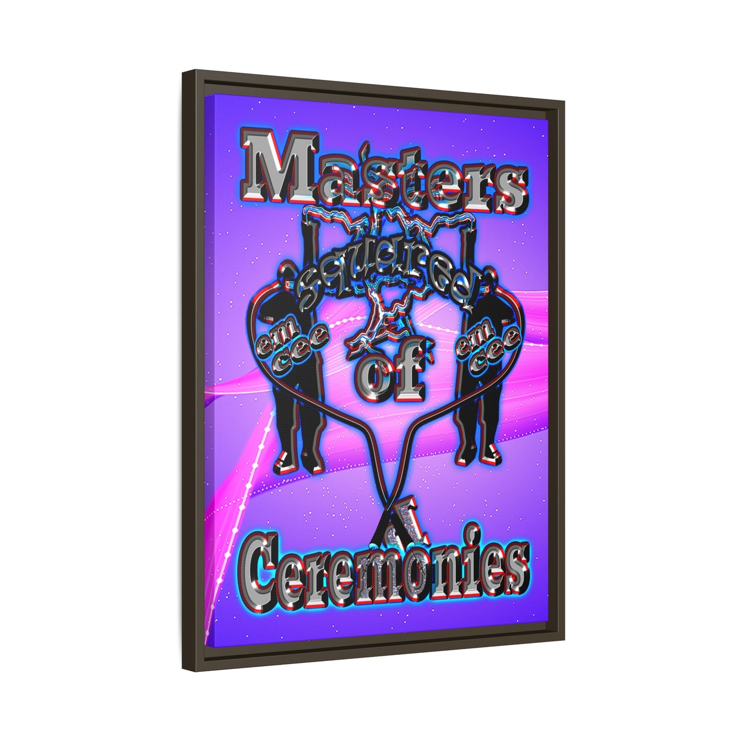 em cee squared - framed canvas art (purple-pink wave)