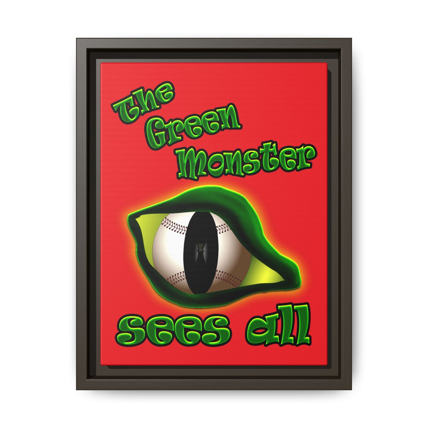 green monster - framed canvas art (red)