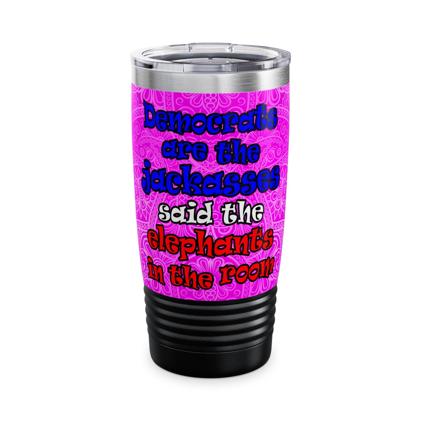 donkeys and elephants - Ringneck Tumbler, 20oz (pink swirl)
