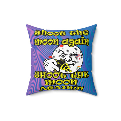 shoot the moon again - Spun Polyester Square Pillow - (light blue-purple wave)