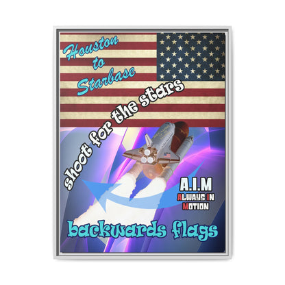 shoot for the stars - framed canvas art (grey-pink wave)