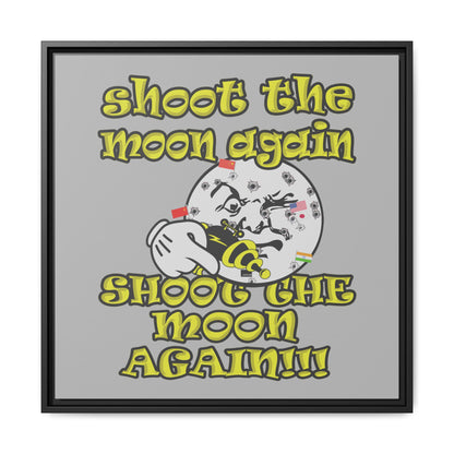 shoot the moon again - framed canvas art (light grey)