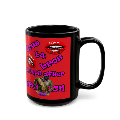 hoes b4 bros - Black Mug (red)