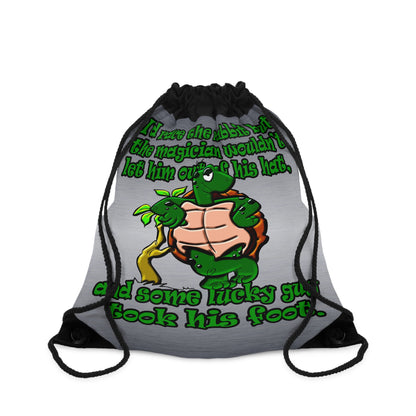turtle race - Drawstring Bag (brushed nickel)
