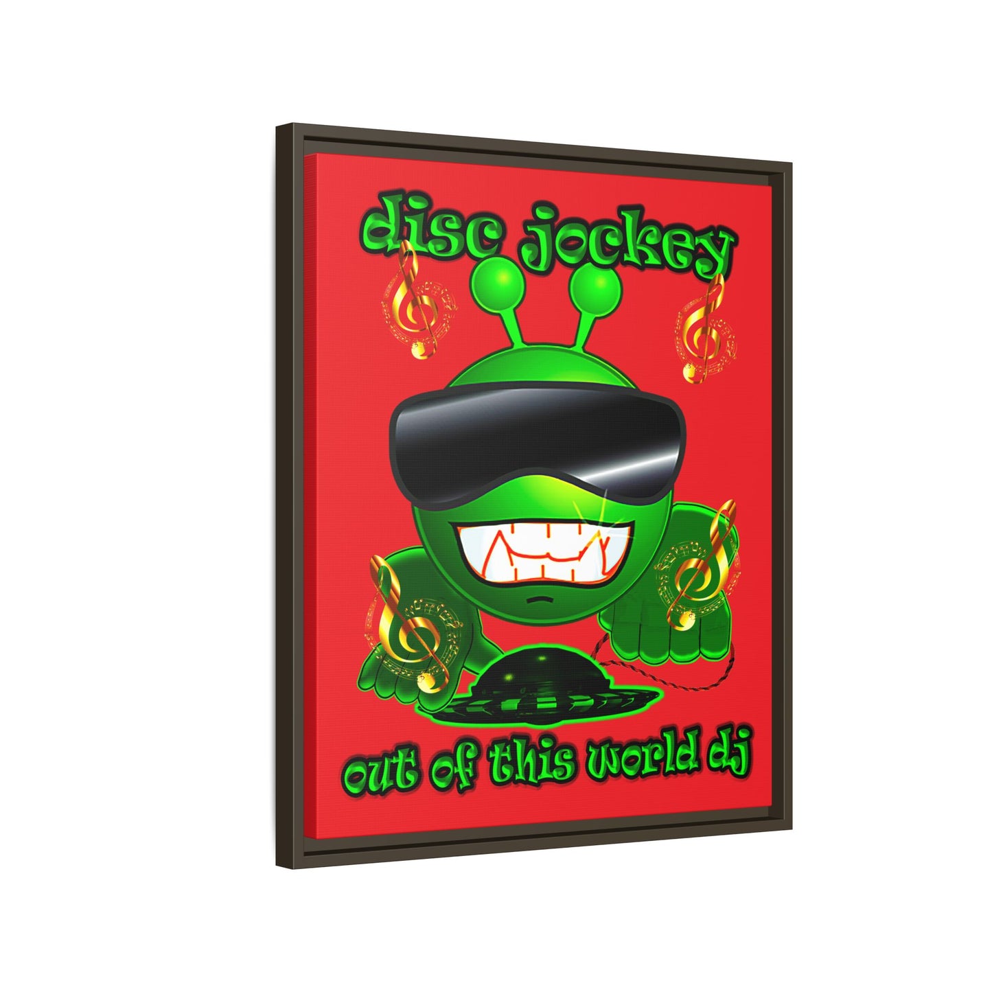 disc jockey - framed canvas art (red)