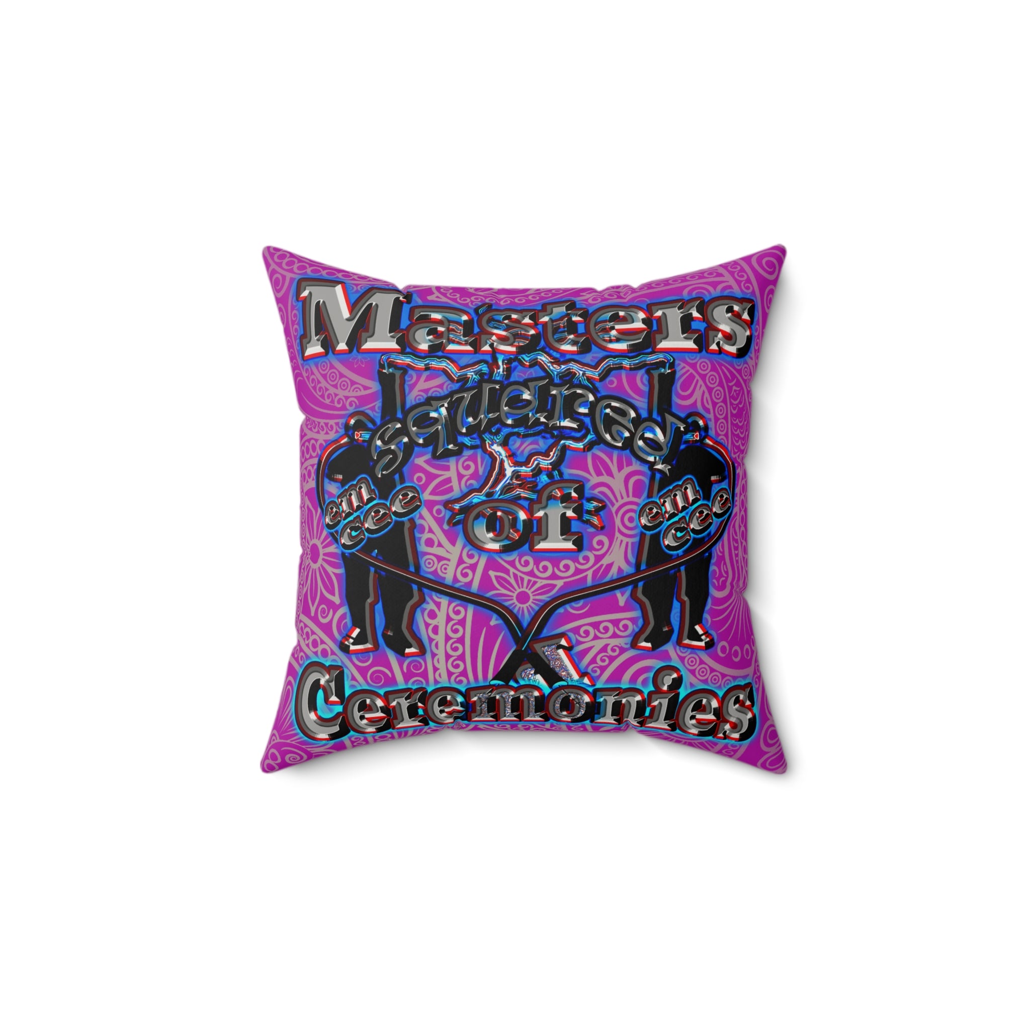 em cee squared - Faux Suede Square Pillow - (pink swirl)