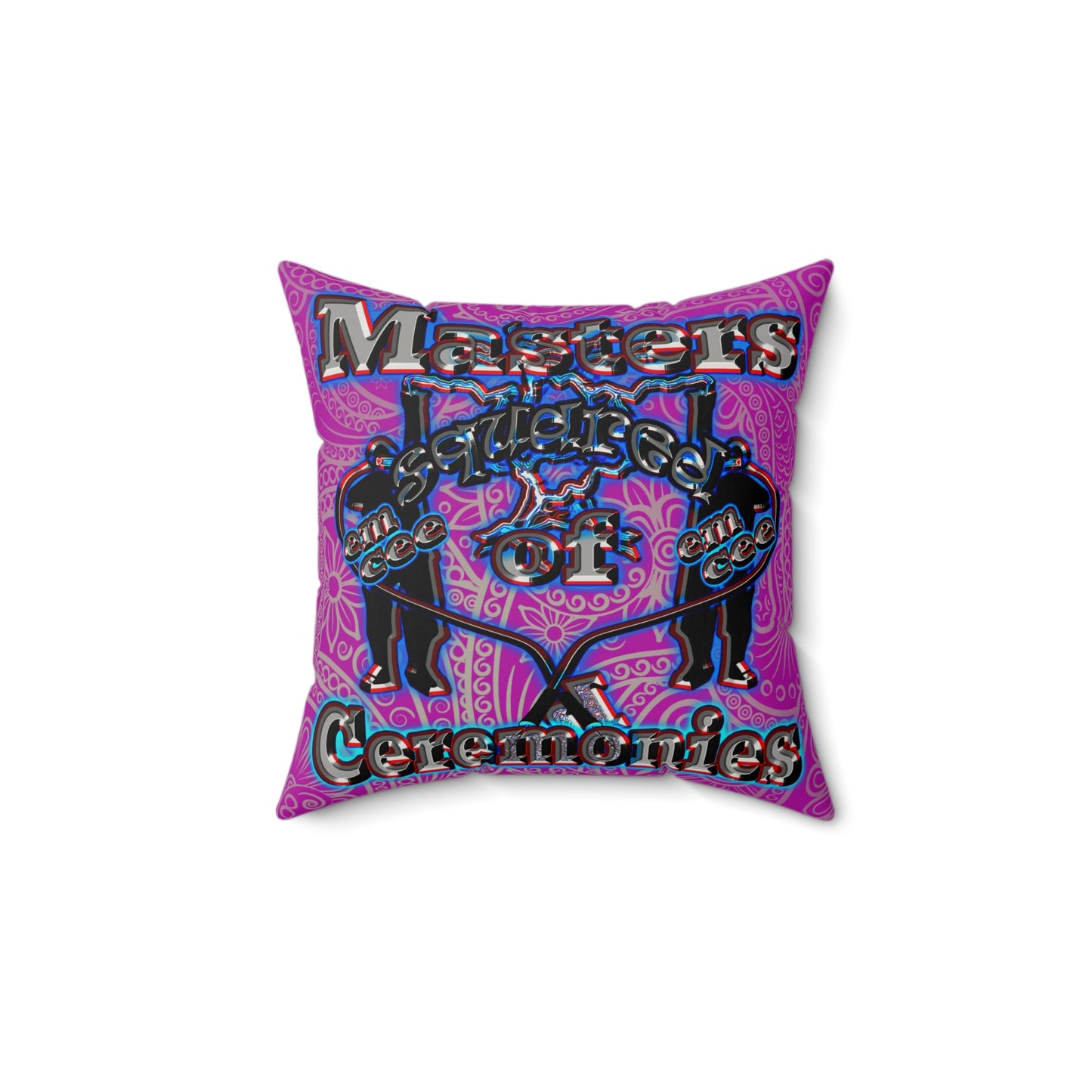em cee squared - Faux Suede Square Pillow - (pink swirl)