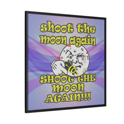 shoot the moon again - framed canvas art (light blue-pink wave)