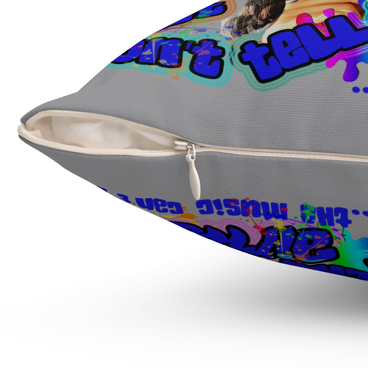 drop the beat - Spun Polyester Square Pillow - (grey)
