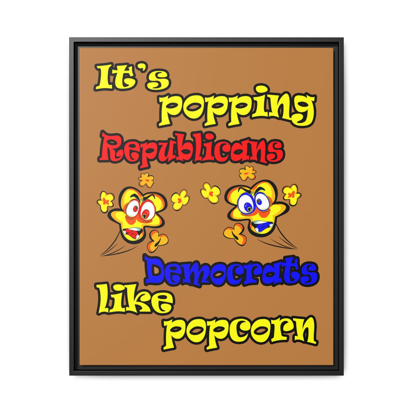 popping like popcorn - framed canvas art (light brown)