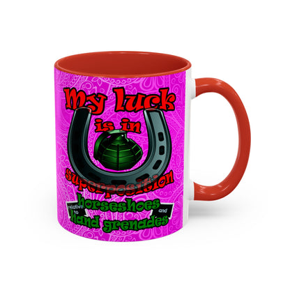 my luck - Accent Mug (pink swirl)