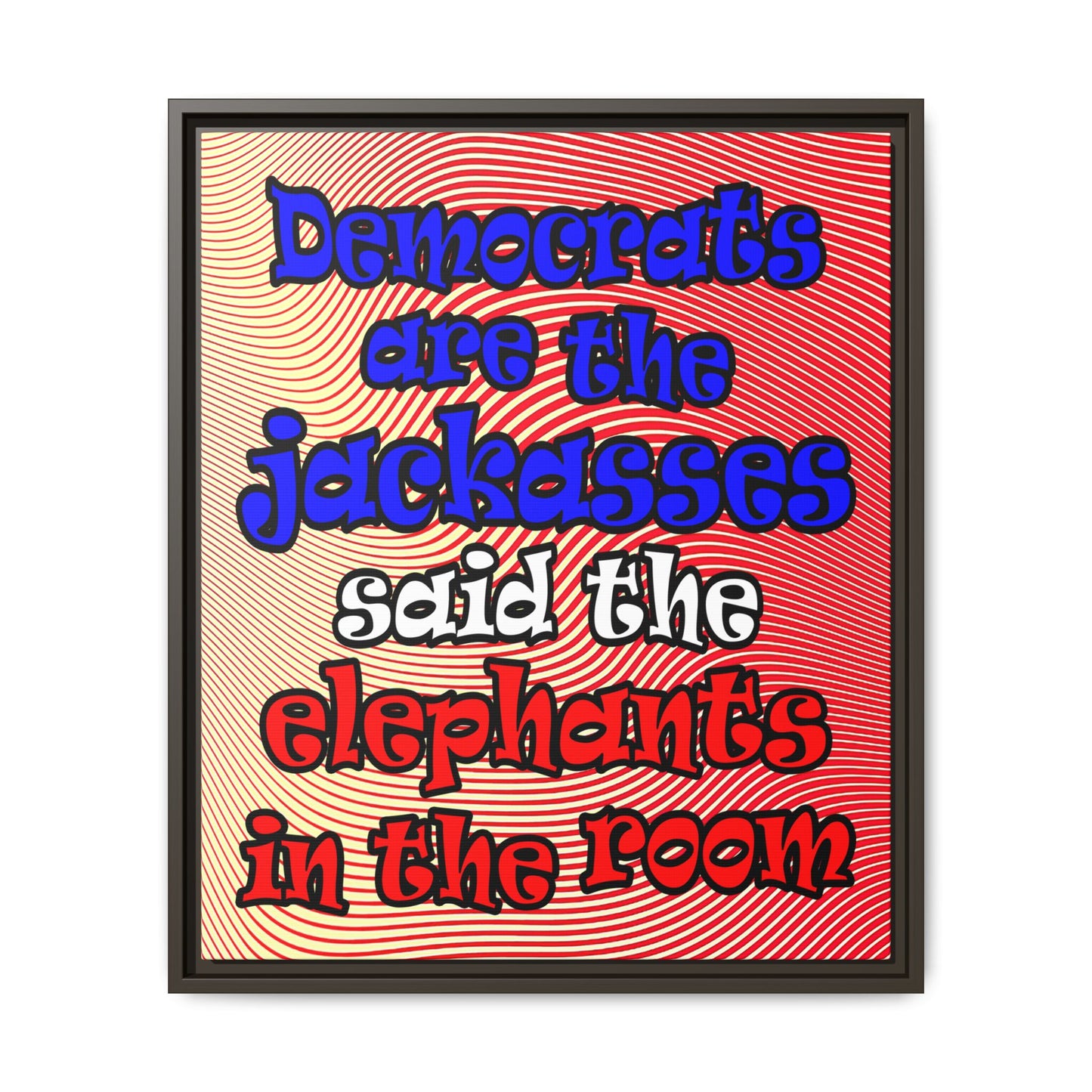 donkeys and elephants - framed canvas art (yellow-orange wave)