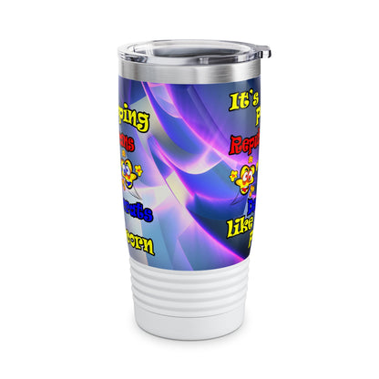 popping like popcorn - Ringneck Tumbler, 20oz (grey-pink wave)