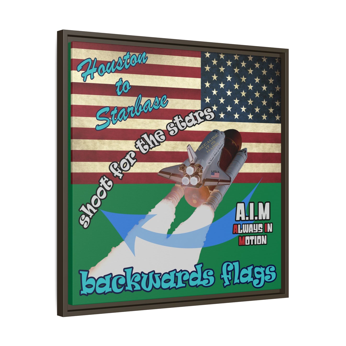 shoot for the stars - framed canvas art (dark green)