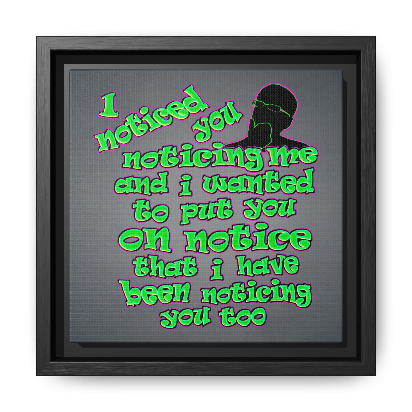 noticed you noticing - framed canvas art (grey-light grey)