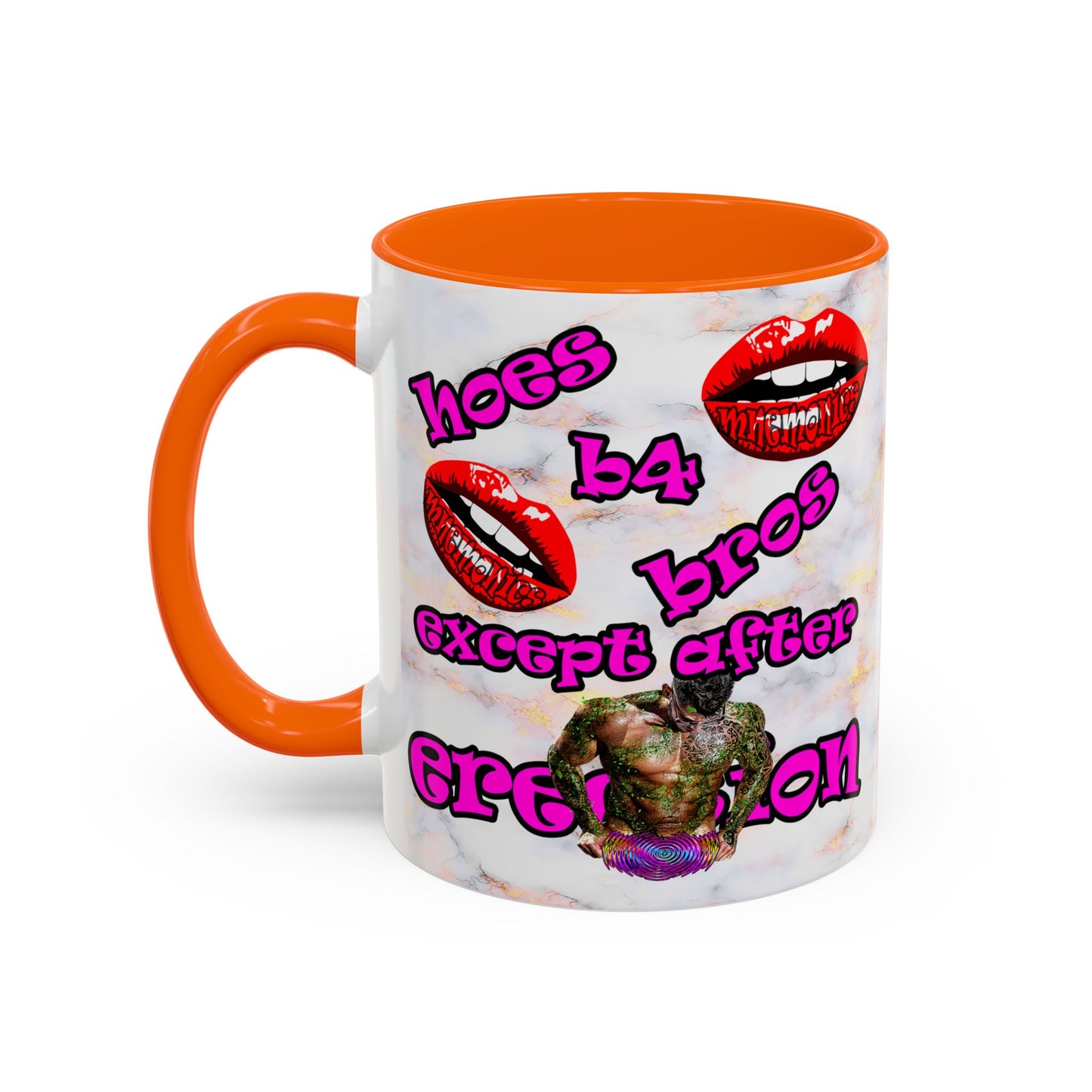 hoes b4 bros - Accent Mug (white marble)