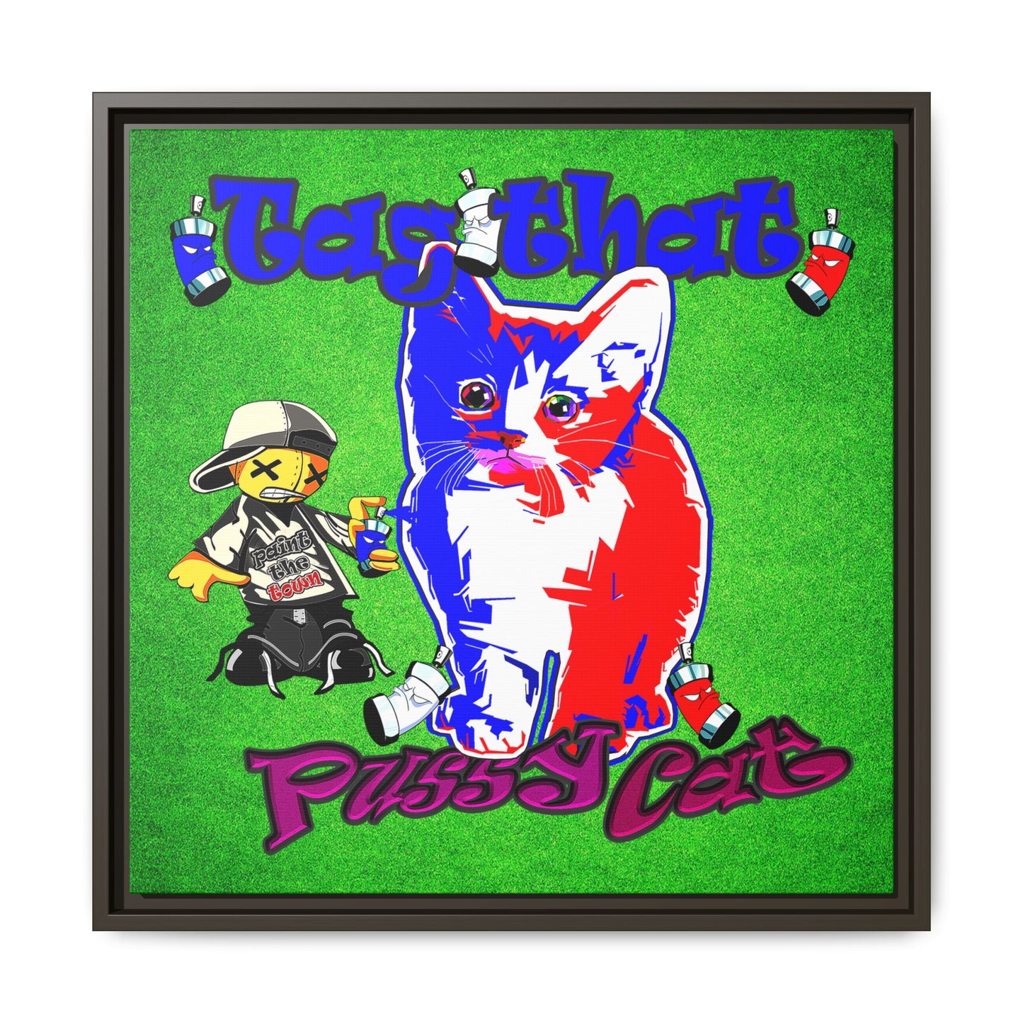 tag that - framed canvas art (green turf)