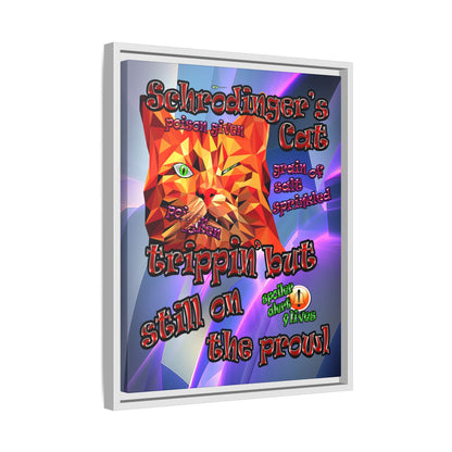 schrodinger's cat - framed canvas art (grey-pink wave)