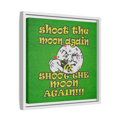 shoot the moon again - framed canvas art (green turf)