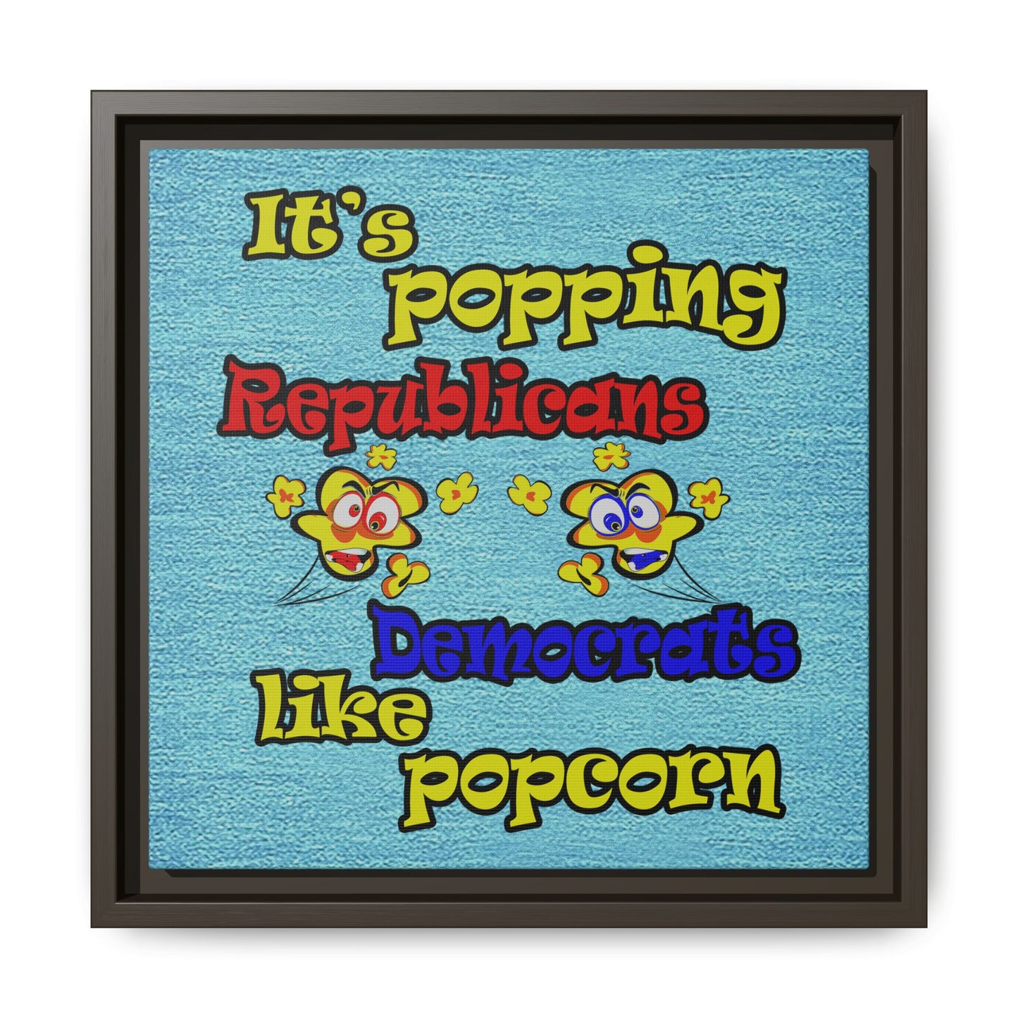 popping like popcorn - framed canvas art (faded dark blue)