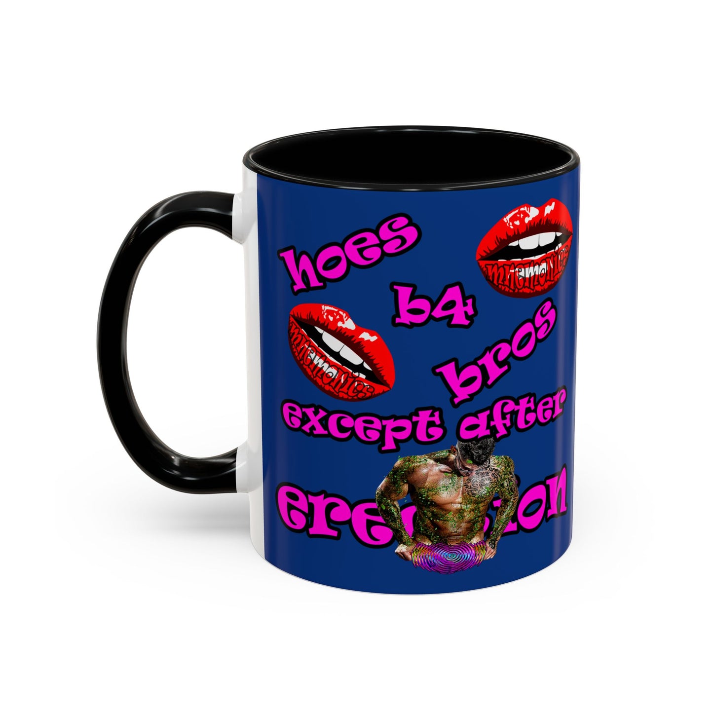 hoes b4 bros - Accent Mug (dark blue)