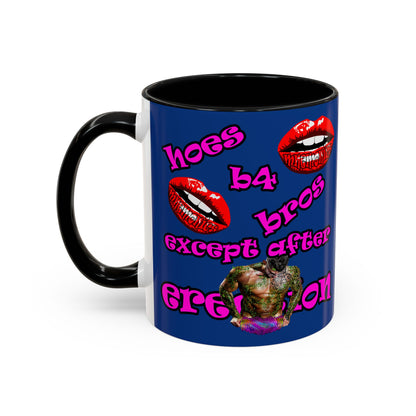 hoes b4 bros - Accent Mug (dark blue)