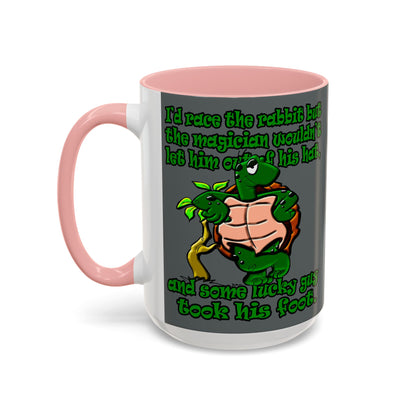 turtle race - Accent Mug (dark grey)