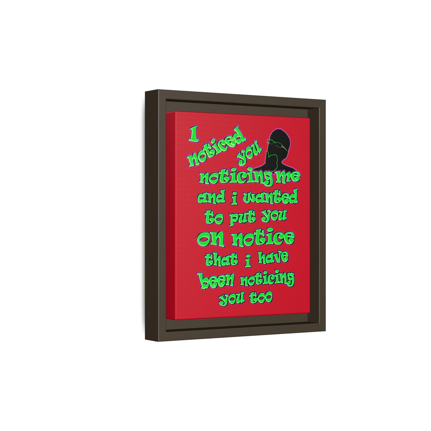 noticed you noticing - framed canvas art (dark red)