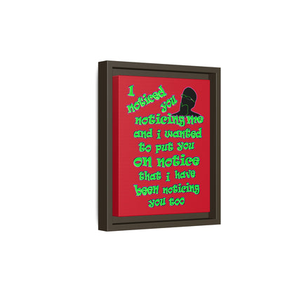 noticed you noticing - framed canvas art (dark red)