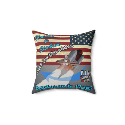 shoot for the stars - Faux Suede Square Pillow - (grey-light grey)