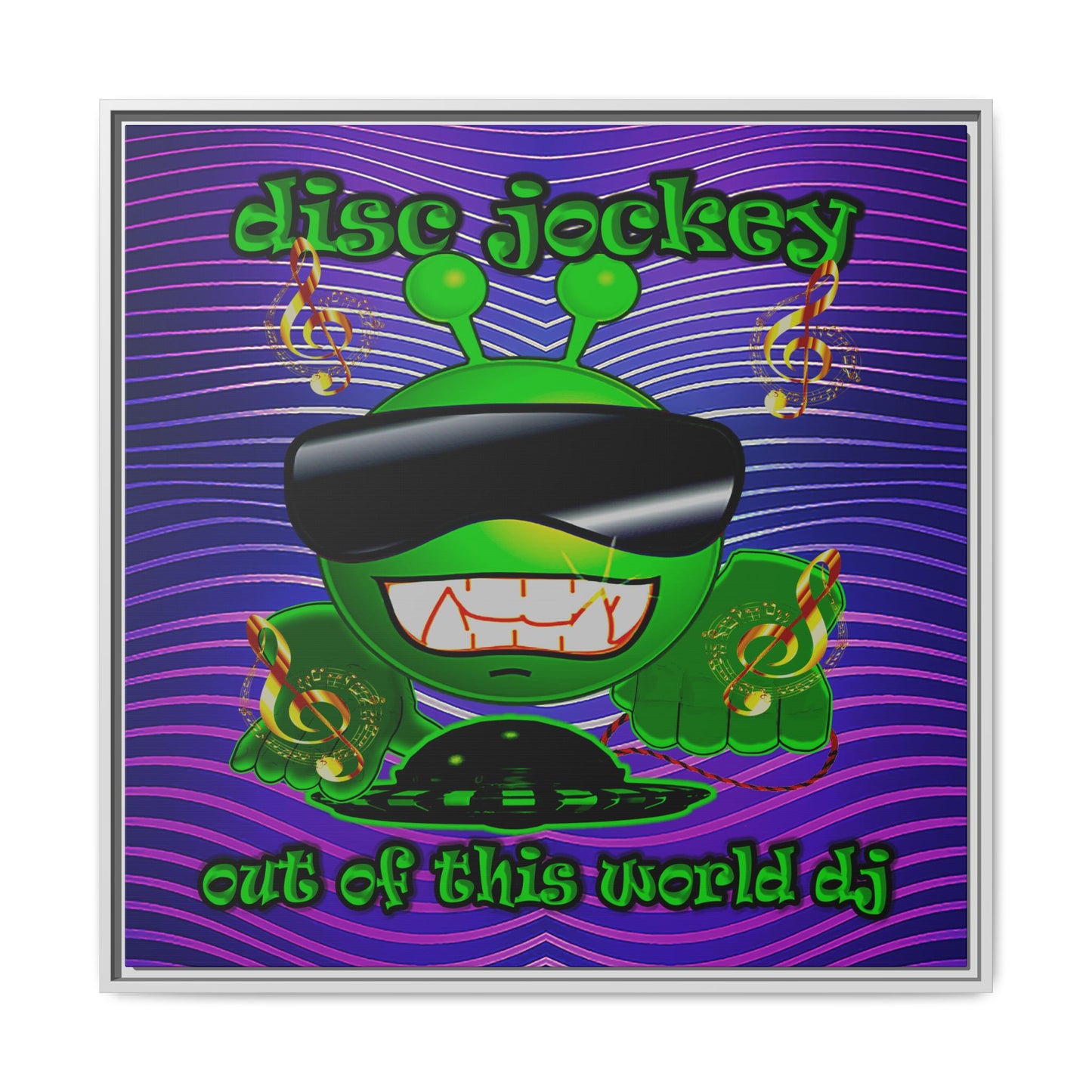 disc jockey - framed canvas art (purple wave)