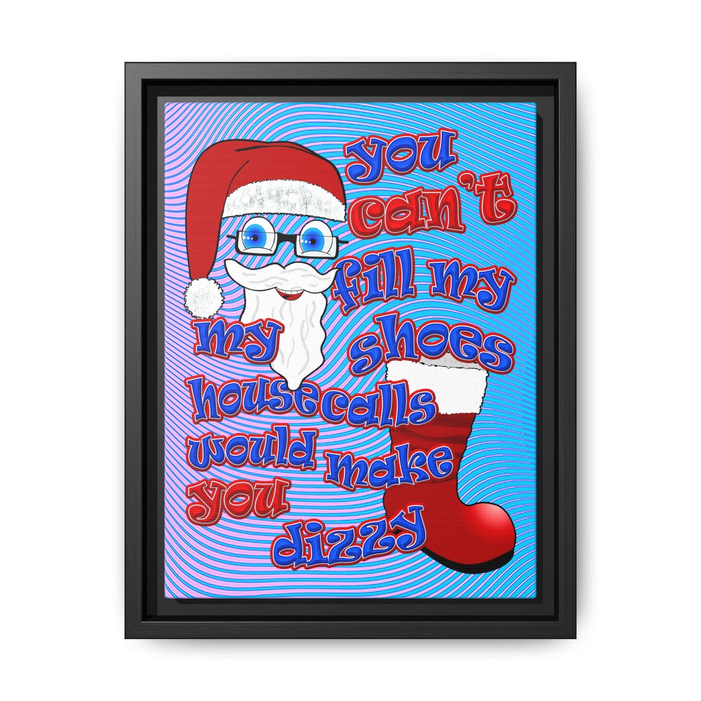 santa's shoes - framed canvas art (light blue-purple wave)