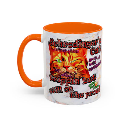 schrodinger's cat - Accent Mug (white marble)