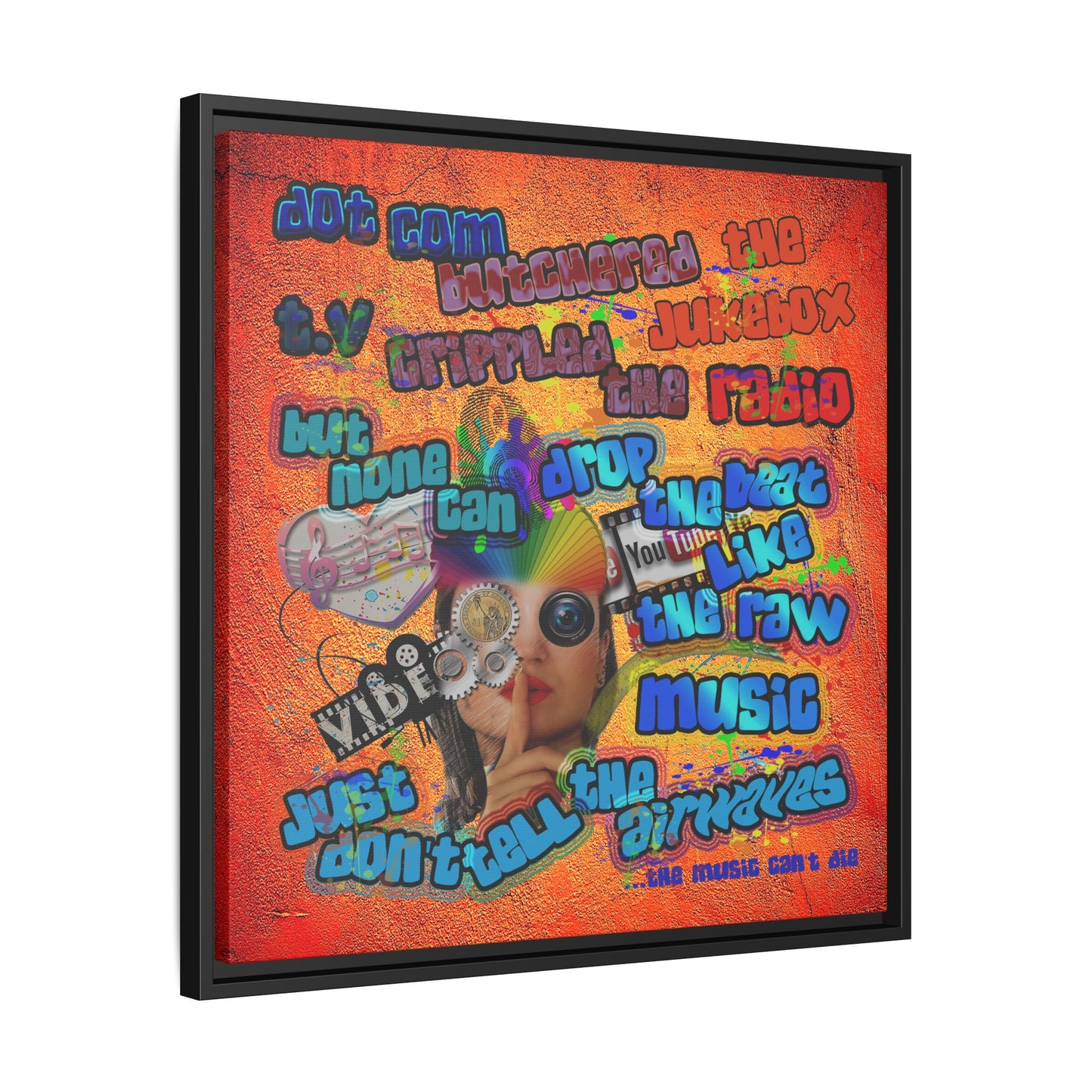 drop the beat - framed canvas art (burnt orange)