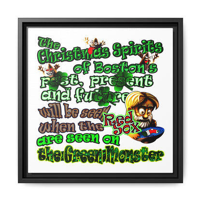 christmas spirits of boston - framed canvas art (white)