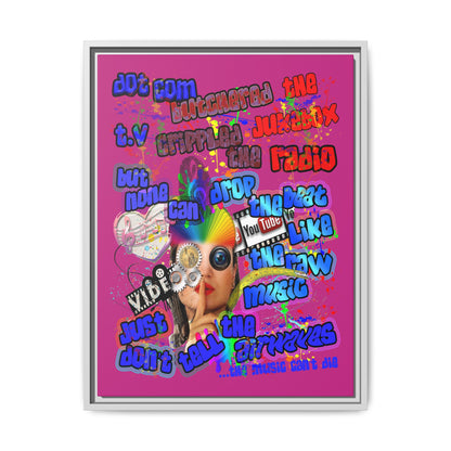 drop the beat - framed canvas art (pink)
