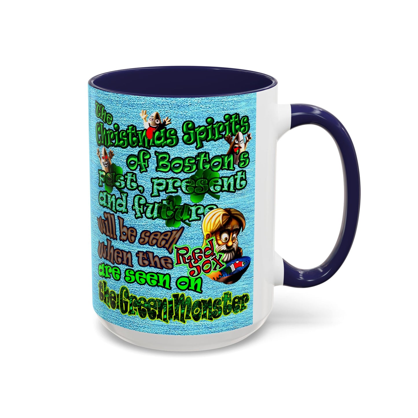 christmas spirits of boston - Accent Mug (faded blue)