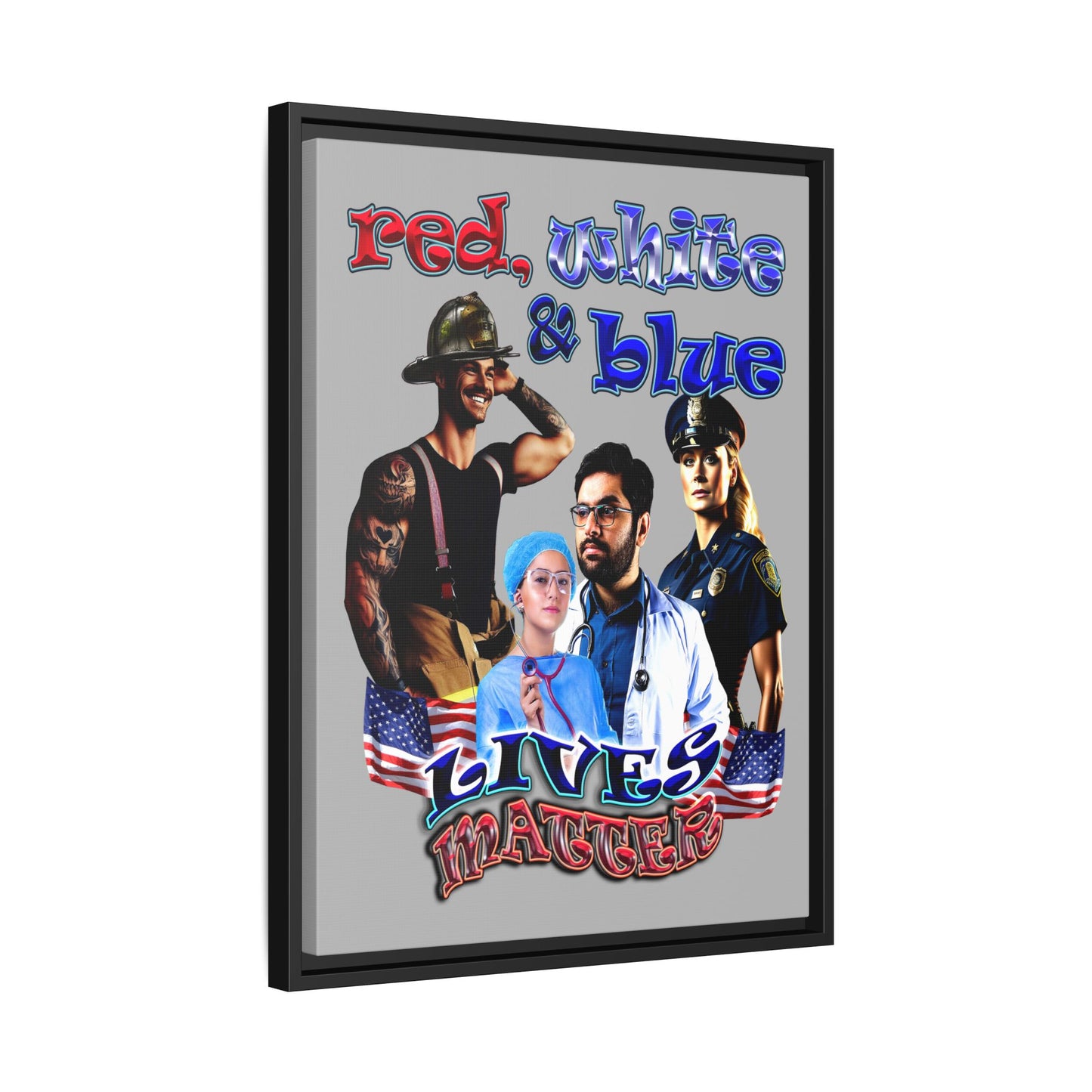rw&b lives matter - framed canvas art (light grey)