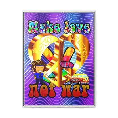 love peace - framed canvas art (purple wave)