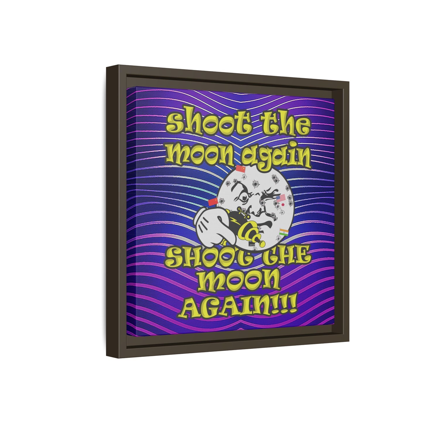 shoot the moon again - framed canvas art (purple wave)
