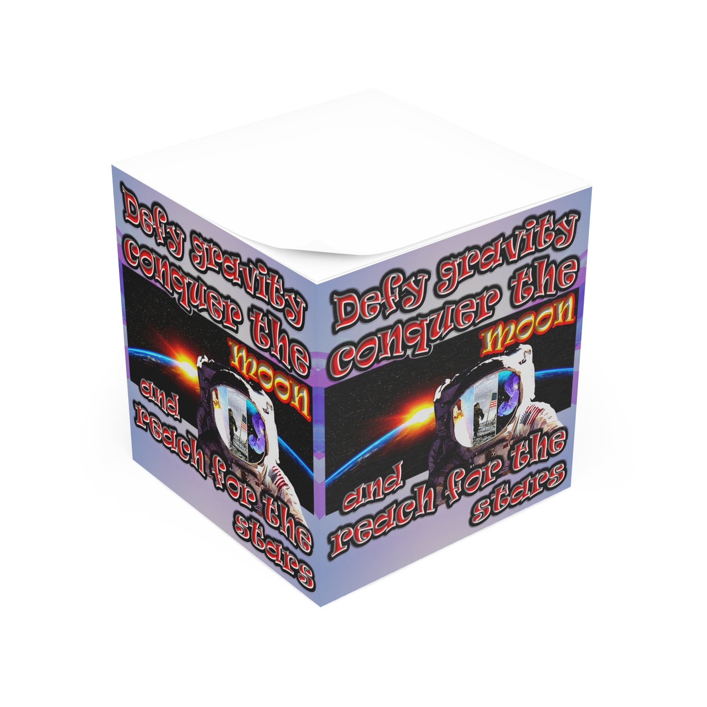 defy conquer reach - note cube (light blue-pink wave)