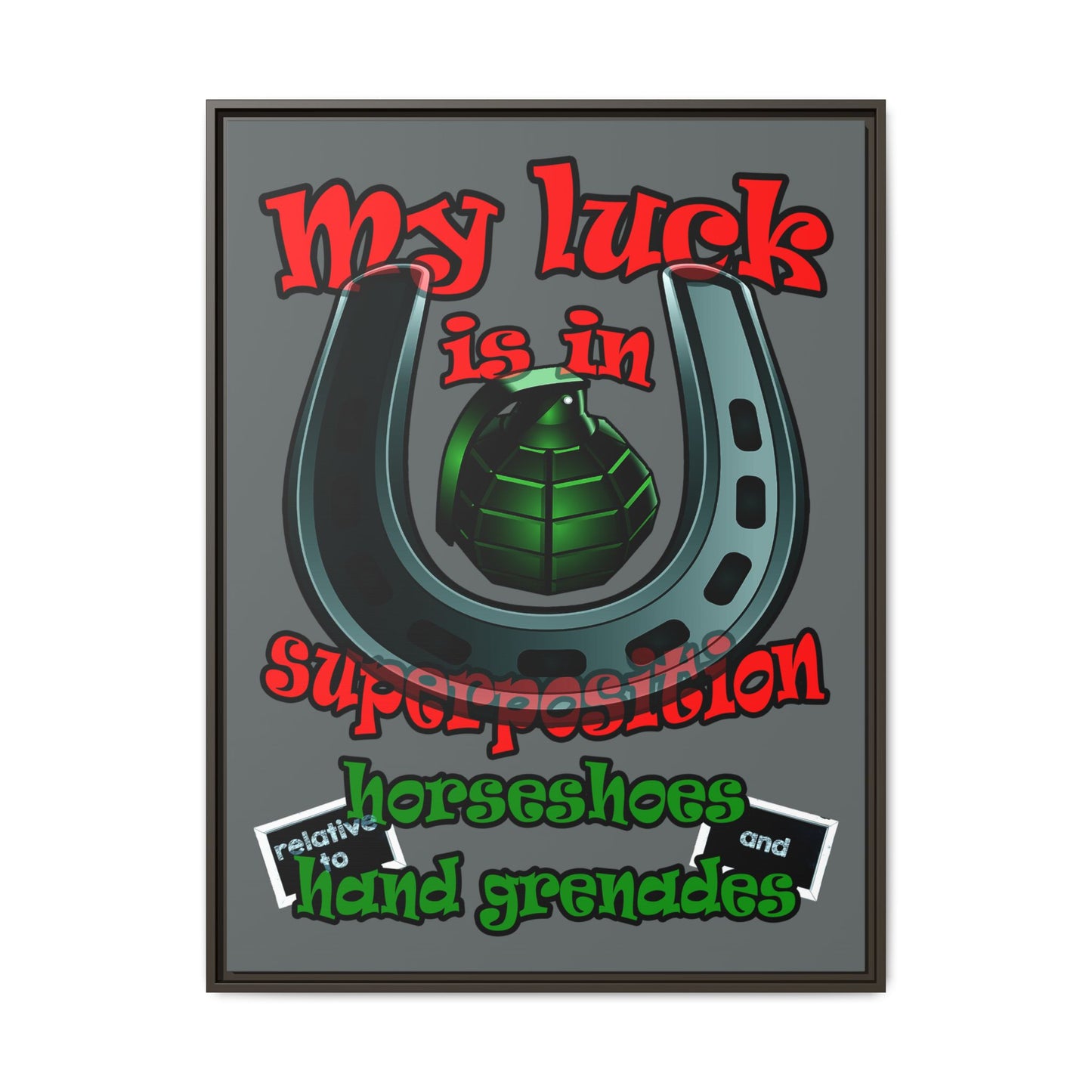 my luck - framed canvas art (dark grey)