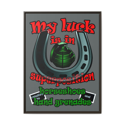 my luck - framed canvas art (dark grey)