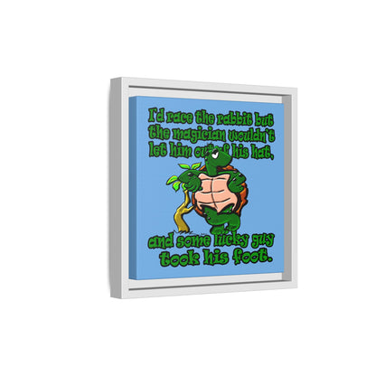 turtle race - framed canvas art (light blue)