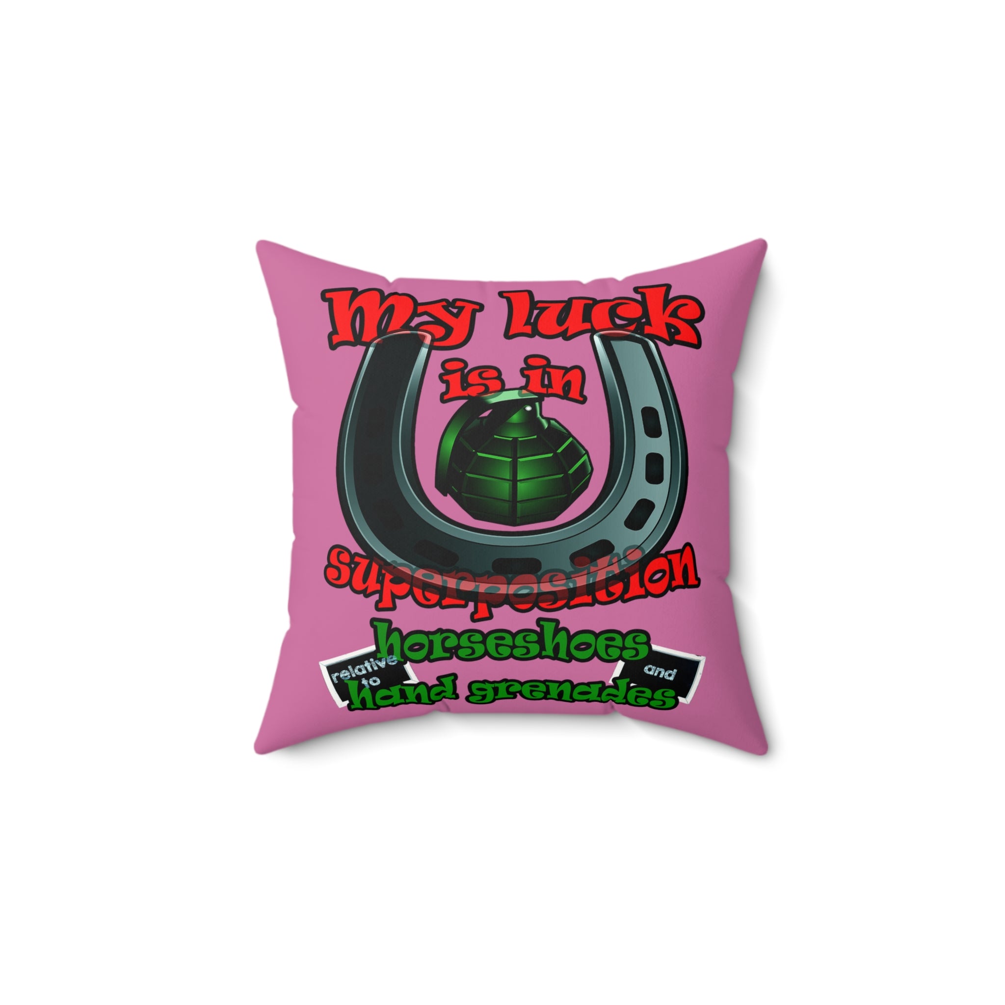 my luck - Faux Suede Square Pillow - (light pink)