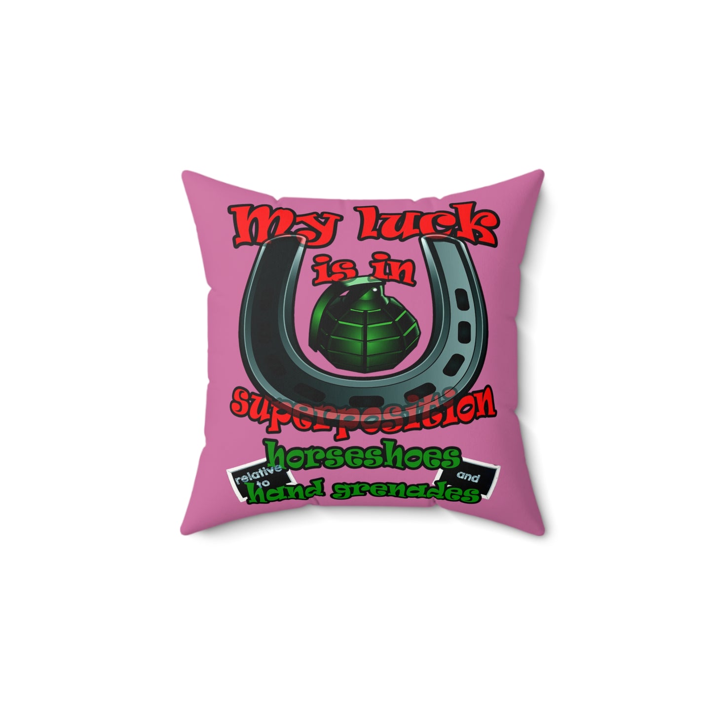 my luck - Faux Suede Square Pillow - (light pink)